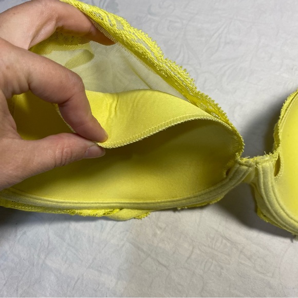 Natori 32DDD Feathers Plunge T-Shirt Bra Bright Yellow Like New Underwire Mesh - Picture 6 of 10